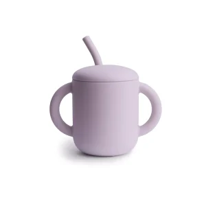 Mushie siliconen beker met rietje lila