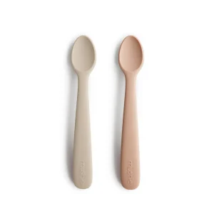 Siliconen lepels Mushie blush sand