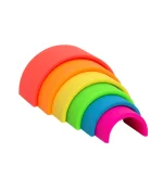 Dëna - Siliconen Bijt- en stapel speelgoedset Regenboog - Neon - 6 stuks