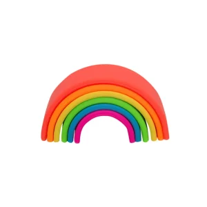 Dëna - Siliconen Bijt- en stapelspeelset Regenboog - Neon - 6 stuks