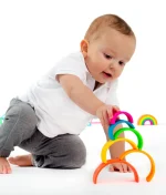 Dëna - Siliconen Stapelspeelset Regenboog - Neon - 6 stuks