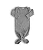 Mushie - Newborn Slaapzak - Grey Melange - Biologisch Katoen Mushie Slaapzak - Grey Melange - RIBBED KNOTTED