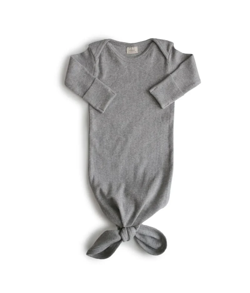Mushie - Newborn Slaapzak - Grey Melange - Biologisch Katoen Mushie Slaapzak - Grey Melange - RIBBED KNOTTED