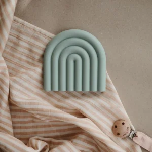 Mushie - Siliconen Regenboogbijtring - Cambridge Blue