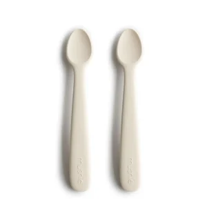 Mushie Siliconen Baby lepels Ivory 2 stuks
